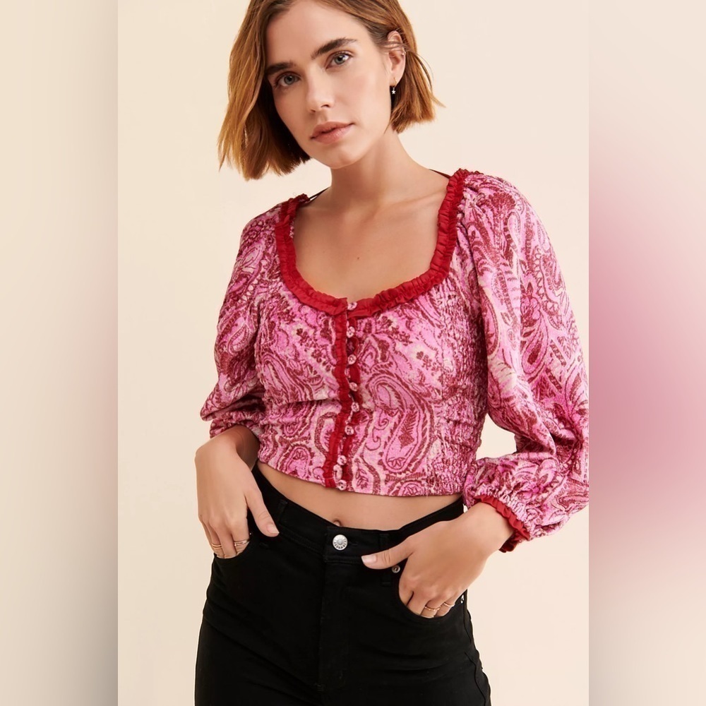 Free People Dare Me Velvet blouse size small